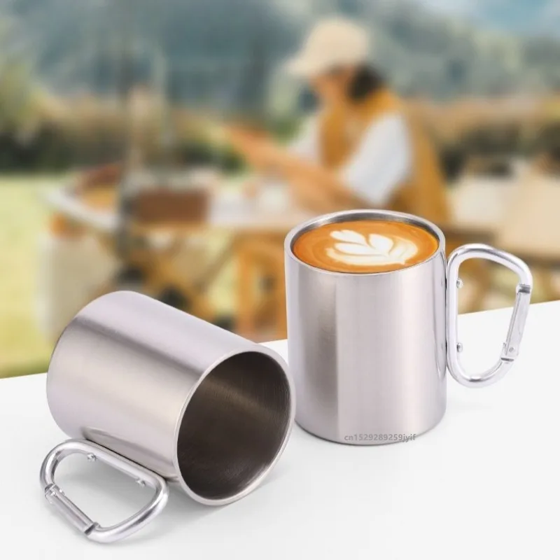 220ml/300ml Edelstahlbecher Tragbarer Kaffeebecher Camping-Reisebecher Metall-Trinkbecher Milchtee-Becher Thermobecher Wasserbecher