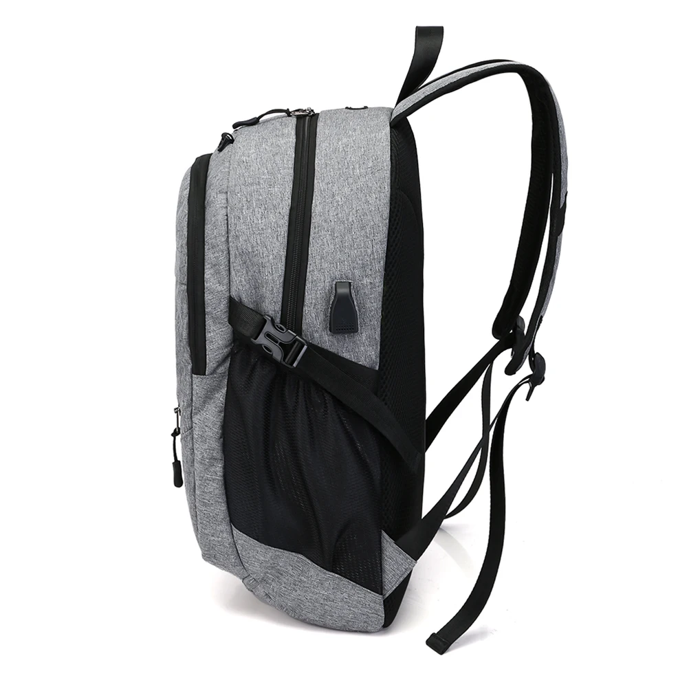

1PC Backpack Oxford Cloth Large Capacity USB Backpack Basketball Football Stogage Net Buckle Satchel (Grey)