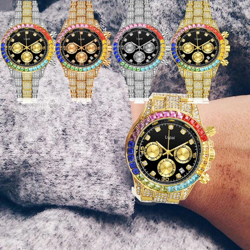 Luxury Men Women Watch Branded Women Watches Fashion Clock Stainless Steel Strap Dial Shiny Watch Men Gifts