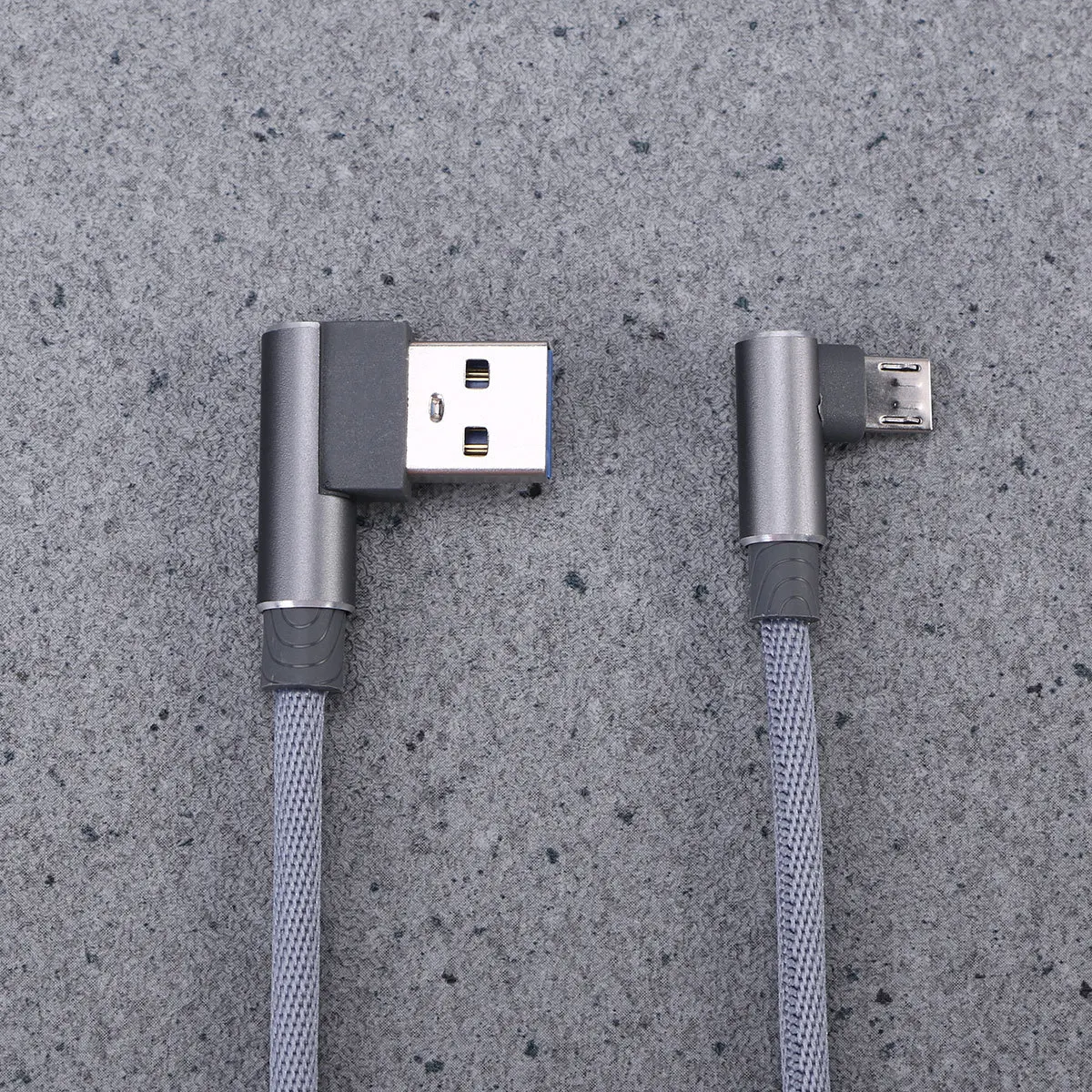 

1m Braided 90 Degree Micro USB Cable High Speed Charging Sync Data Cable Cord for Universal Devices Grey