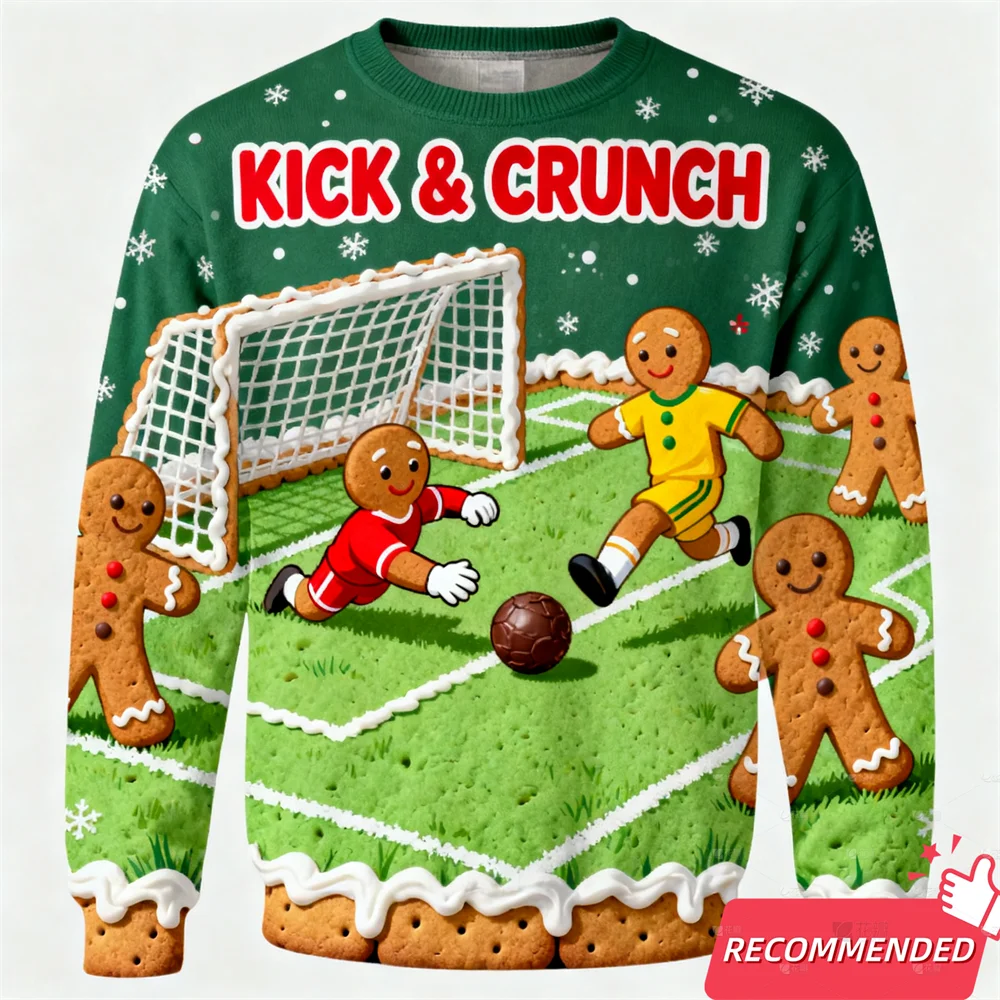 

Hilarious Gingerbread Man Funny Cosplay Ugly Christmas Sweater Womens Sweaters Crewneck Sweatshirt Unisex Pullovers Mens Sweater