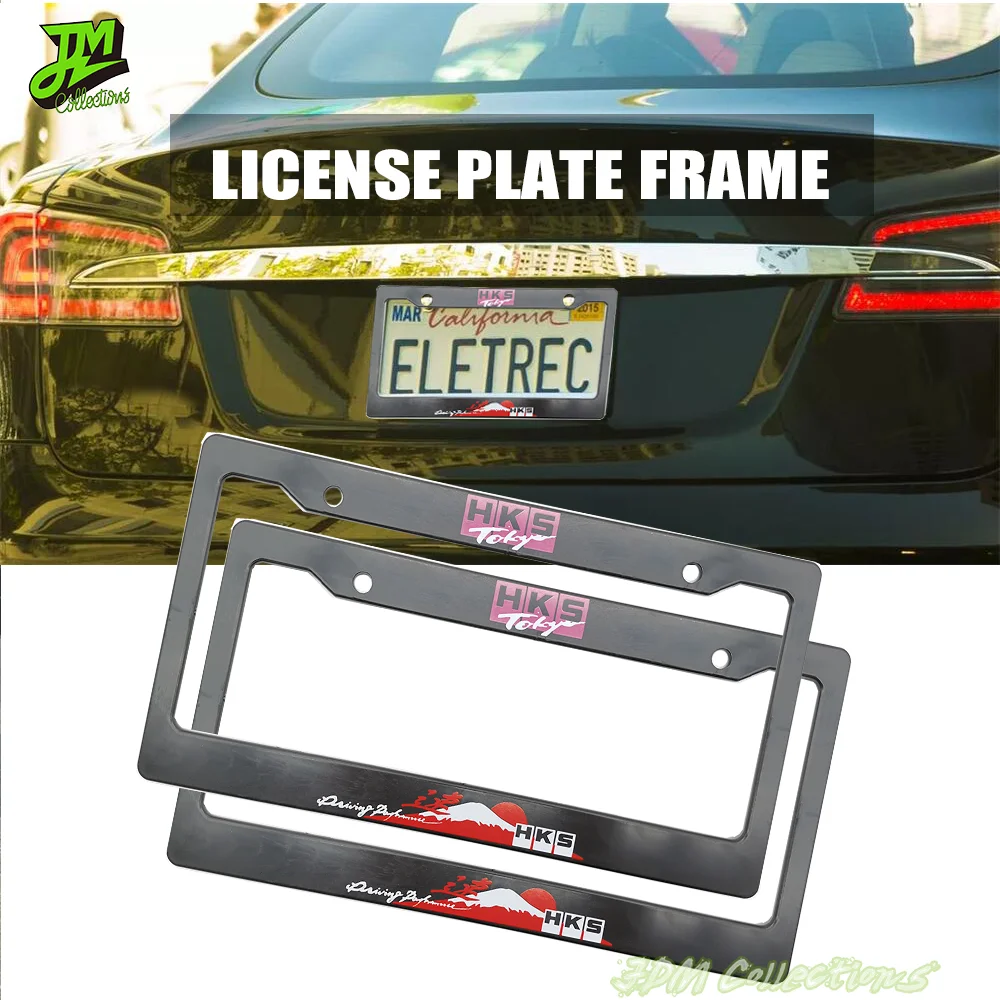 2PCS Hot USA Standard ABS Car License Plate Frame JDM Racing Personality For HKS Decoration Auto Number Plate Frame Accessories