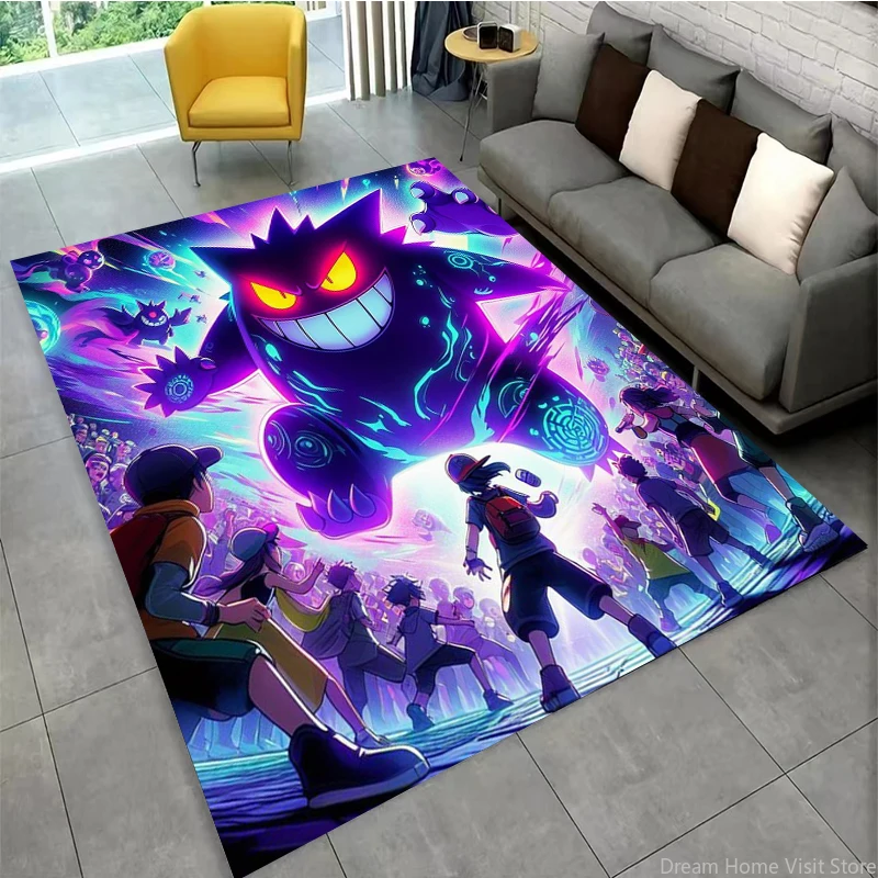 MINISO Cartoon Anime Pokemon Gengar Pattern Area Rugs Carpets For Living Room Bedroom Sofa Home Kids Decor Floor Anti-Slip Mats