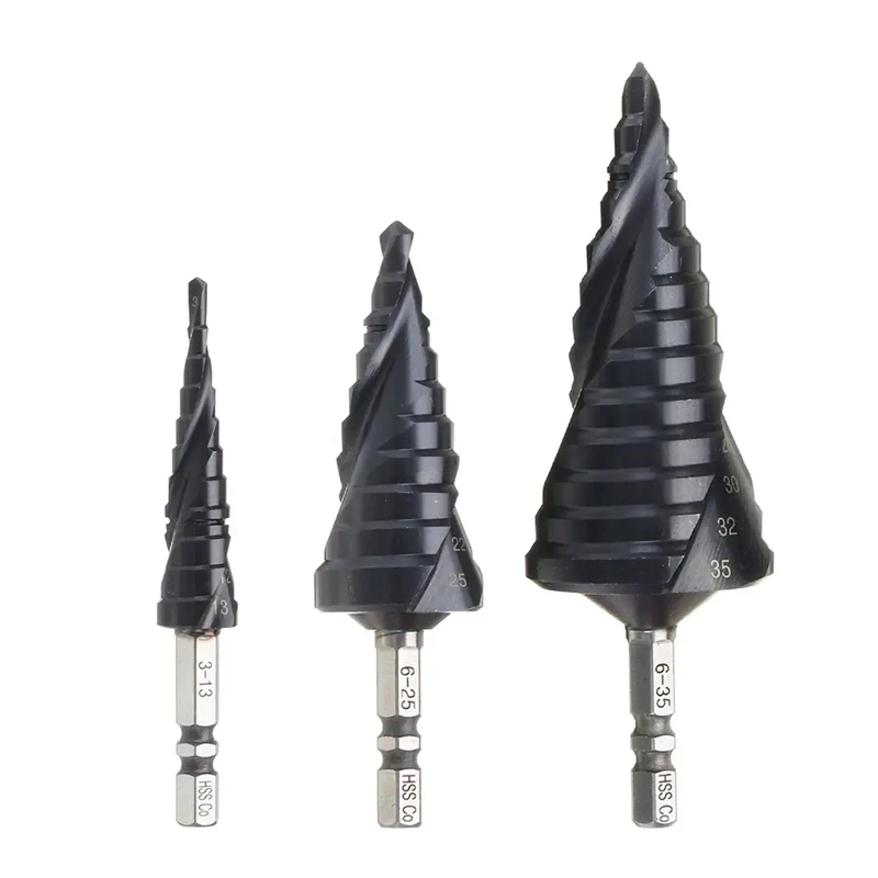 M35 Cobalt TiAlN Coated Step Drill Bit 1/4 Inch Hex Shank High Speed Steel Metal Drilling Hole Opener For Stainless Steel