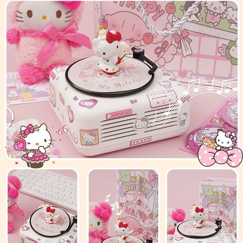 Hello Kitty Record Player Bluetooth Speaker Cute Small Hello Kitty Speaker Birthday Gift Boys And Girls Give To Good Friends