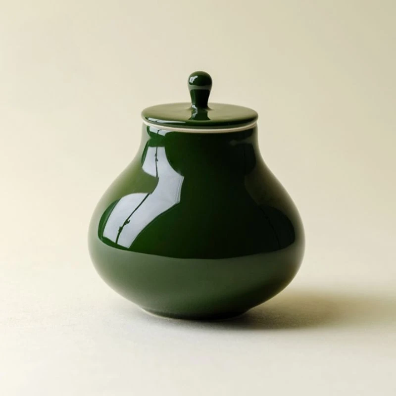 Bamboo Leaf Green Mini Ceramic Tea Pot Jingdezhen Raw Ore Glaze Small Tea Sealed Tea Single Pot Glass Jars and Lids