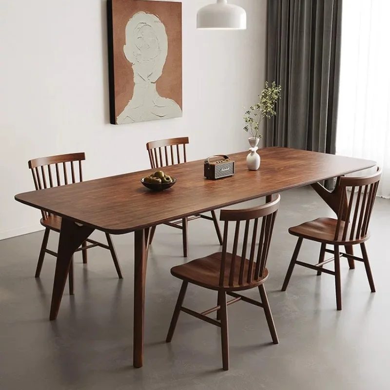 

All solid wood table walnut Nordic ash wood dining simple small tea household small apartment log table
