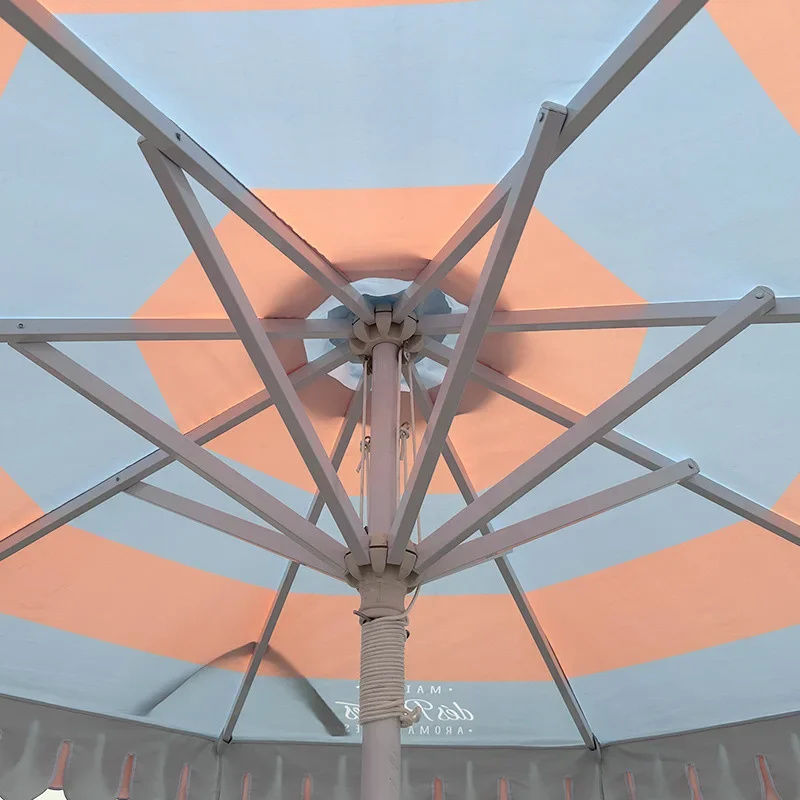 Outdoor seaside umbrella villa, pool column umbrella homestay, imitation wood grain thickened, wind-resistant courtyard, beach