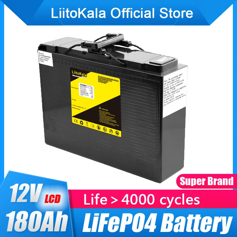 Akumulatory LiitoKala 12V 180Ah lifepo4 dla 4S kamperów 12.8V RV wózek golfowy terenowego wiatru słonecznego w terenie