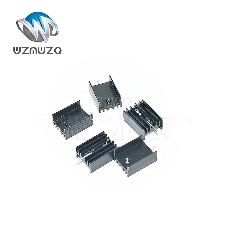 50PCS black aluminum heat sink 15*10*20MM single pin TO-220 triode heat sink M3*6 screws New