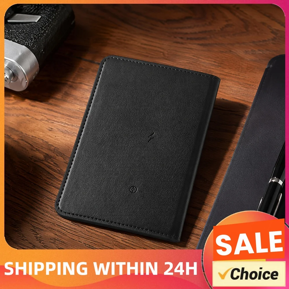 Location Network Anti-Lost Passport Cover Smart Tracker PU Leather Multi-Slot Card Holder Wireless Charging for Travel