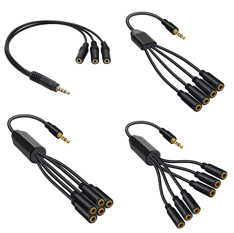 

Headset Splitter Cable 1/8 3.5mm 4Pole TRRS Male To 3/4/5/6 Ports Jack AUX Extension Cable Earphone Mic Audio Adapter for Phone