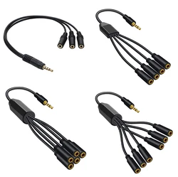 Headset Splitter Cable 1/8 3.5mm 4Pole TRRS Male To 3/4/5/6 Ports Jack AUX Extension Cable Earphone Mic Audio Adapter for Phone