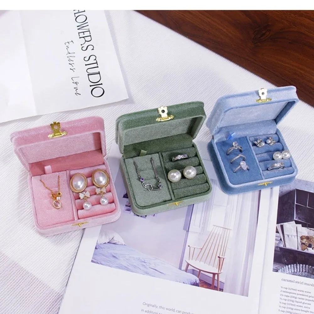 New Velvet Flocking Jewelry Storage Case Elegant Portable Jewellery Organizer Sturdy Buckle Compact Storage Box Jewelry Storage