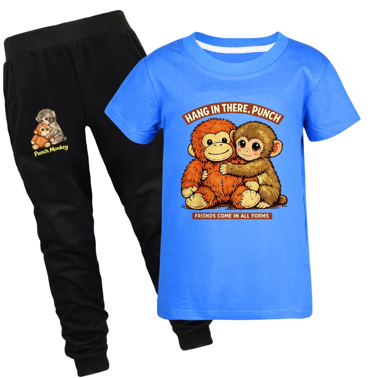 Children's Punch Monkey Sleepwear Set - Toddler Outfits Funny Print Cotton Nightwear for Boys And Girls