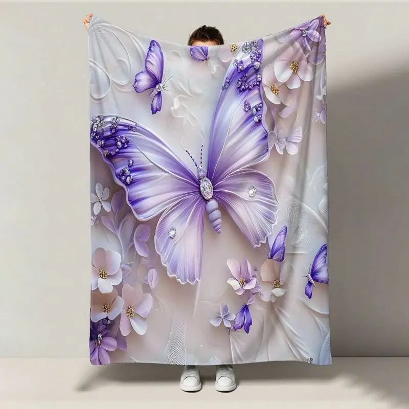 

Одеяло Top Pick Dreamy Purple Butterfly - Всесезонный рождественский подарок на День матери с лавандовым цветочным принтом