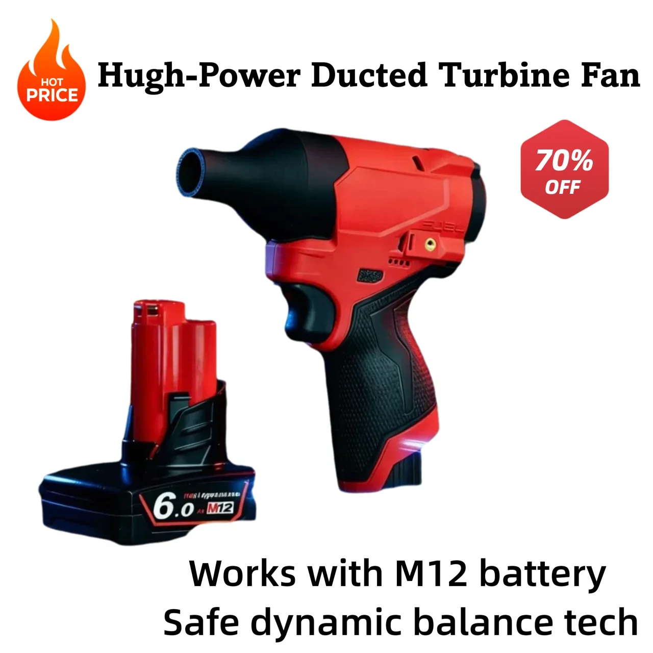

For Milwaukee 12V Battery 160000 RPM Fan Electric Air Duster (Battery Not Included)