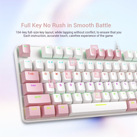 Mechrevo K330 Mechanical Keyboard Wired Gaming Keyboard Metal Panel 104 Key Mixed Color Backlight White Pink Color Cyan Switch