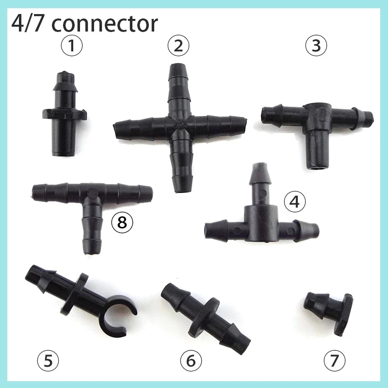 Garden Water Accessories 4/7mm Tube Tee Plug Barb Connector Gardening Hose Watering Drip Irrigation T Adapter Splitter