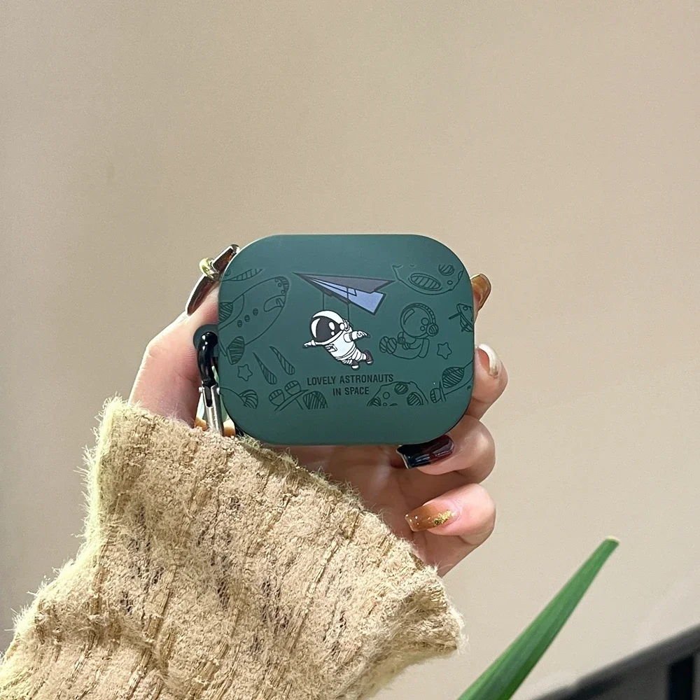 لطيف الكرتون رائد الفضاء رائد الفضاء كريستال ملصقات حقيبة سماعة الاذن ل Redmi Buds 5/براعم 6 (2024) الغطاء الواقي مع هوك