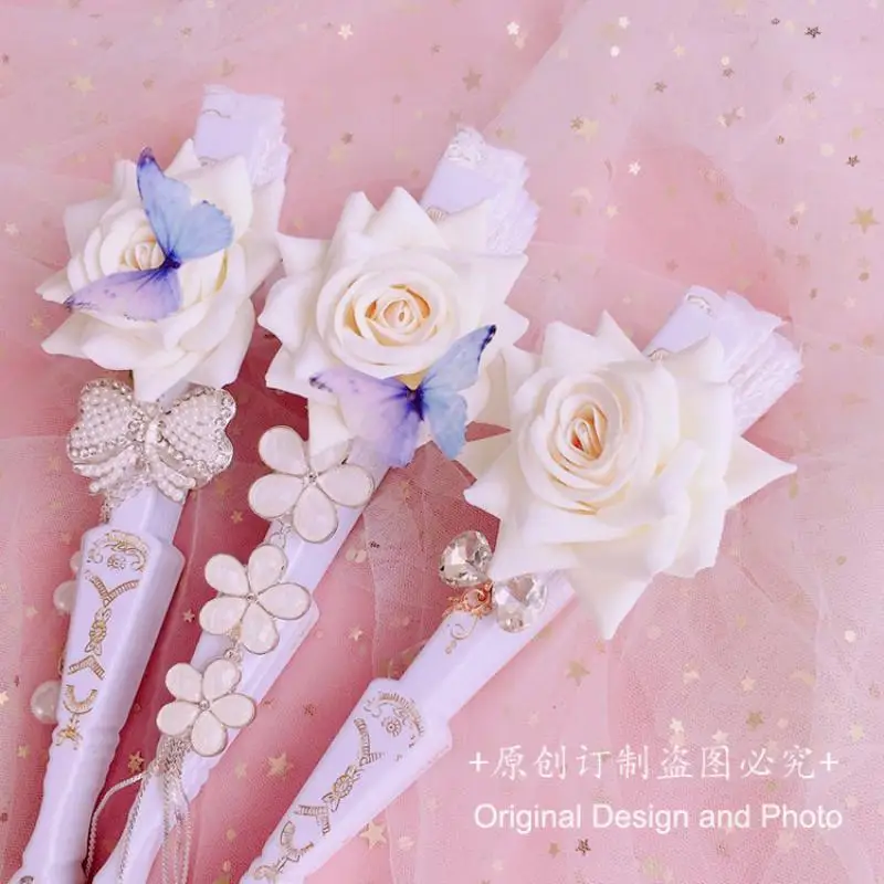 Hand  Made Lolita Fan Luxury Hand Made Gothic Anime Cosplay Crafts Folding Fan. Quadratic Element Accessories
