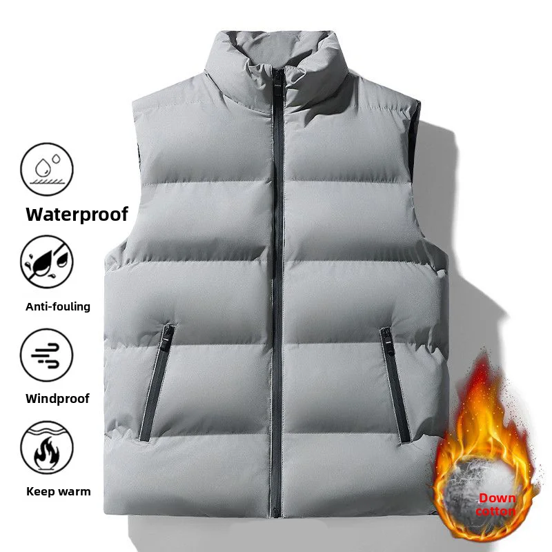 

Men's Thiened Stand Collar down Vest Large Size Svel Winter Outerwear Faionable Loose Fit Youth ular Sle