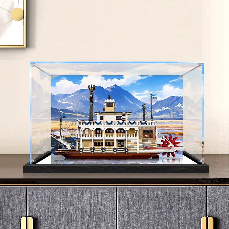 3mm Thick Clear Acrylic Dustproof Display Box for 21356 River Steamboat Building Block Model Storage Protective Cover