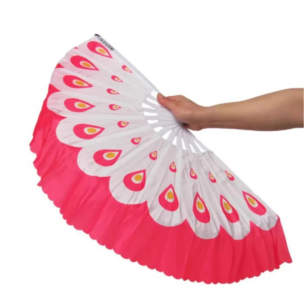 

32.5cm Chinese Short Bellydance Fan Plastic Stick with 10cm Half Circle Silk Veil Pairs Hand Dye Adults Fan Dance Fan