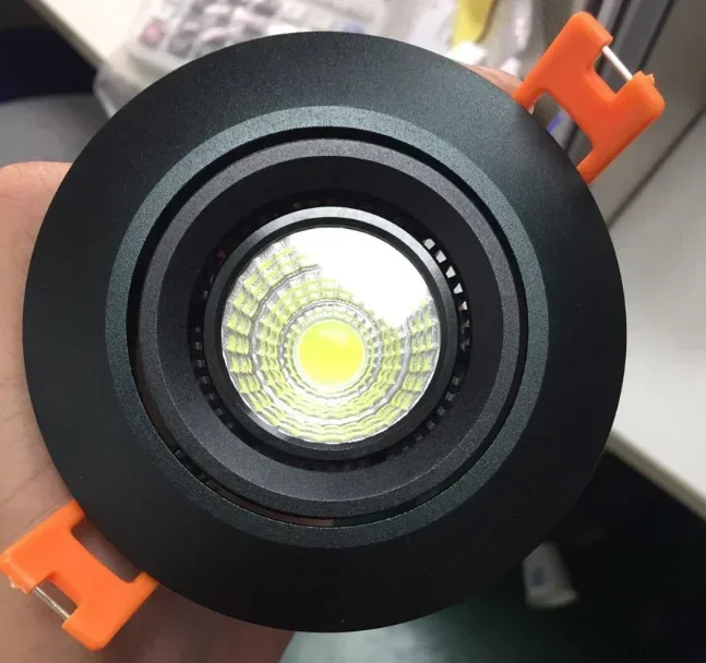 2pcs Aluminum Black Round Style Down Light Fixture Embed GU10 MR16 Front Knob Design Spot Light Housing Frame for Home Decor