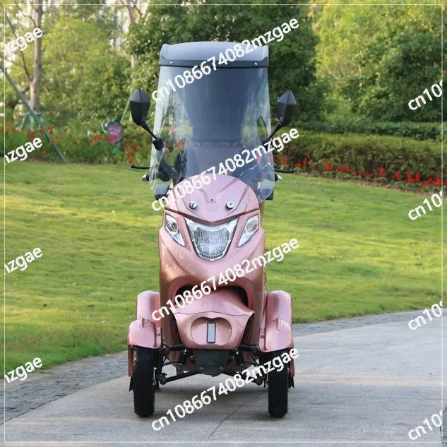 دراجة ثلاثية العجلات كهربائية شبه مغلقة لكبار السن، سكوتر مزدوج المقعد بأربع عجلات للمساعدة في المنزل للمعاقين