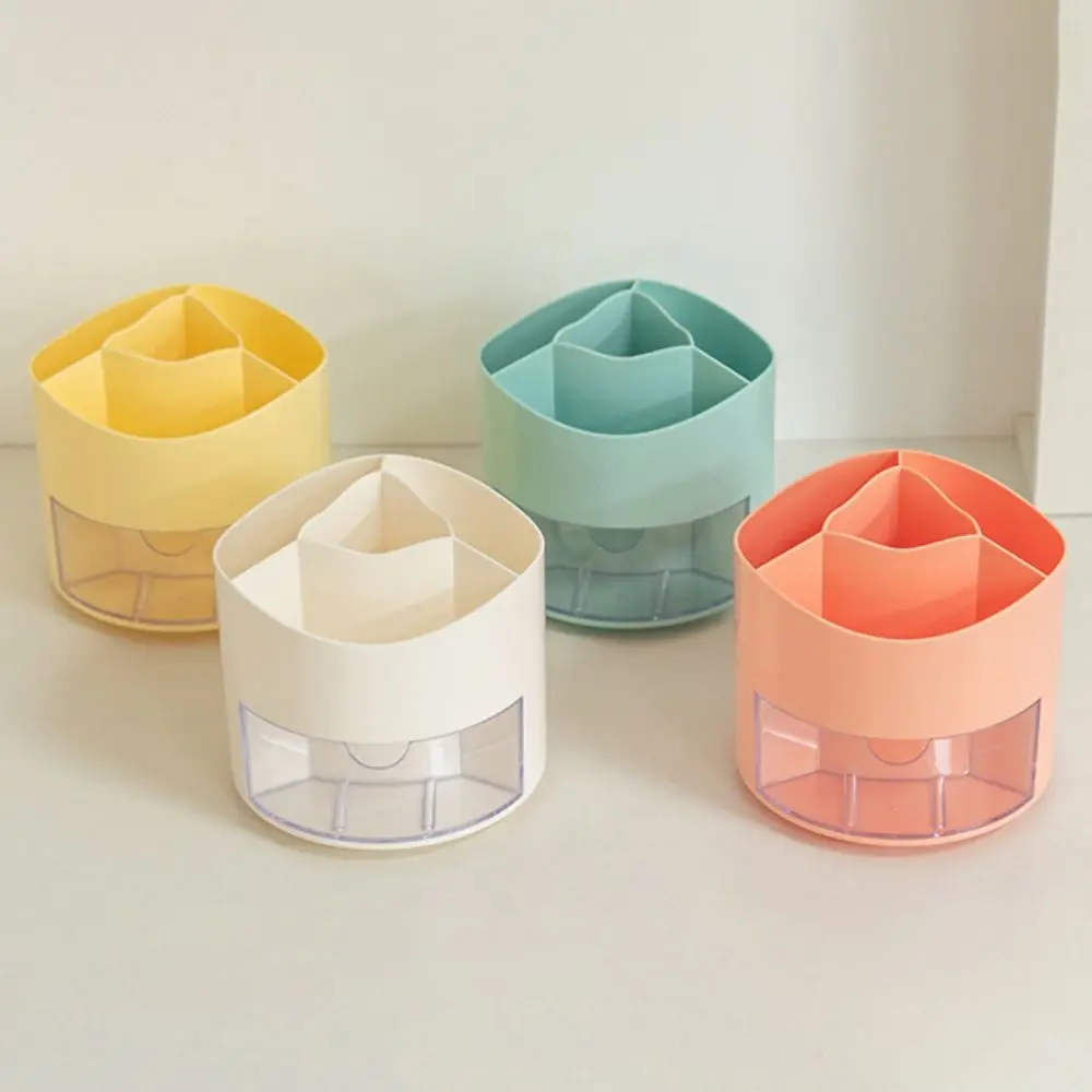

360° Rotation Rotatable Pen Holder Space Saving Large Capacity Pencil Storage Box PS Multi Grid Makeup Brush Organizer Desktop