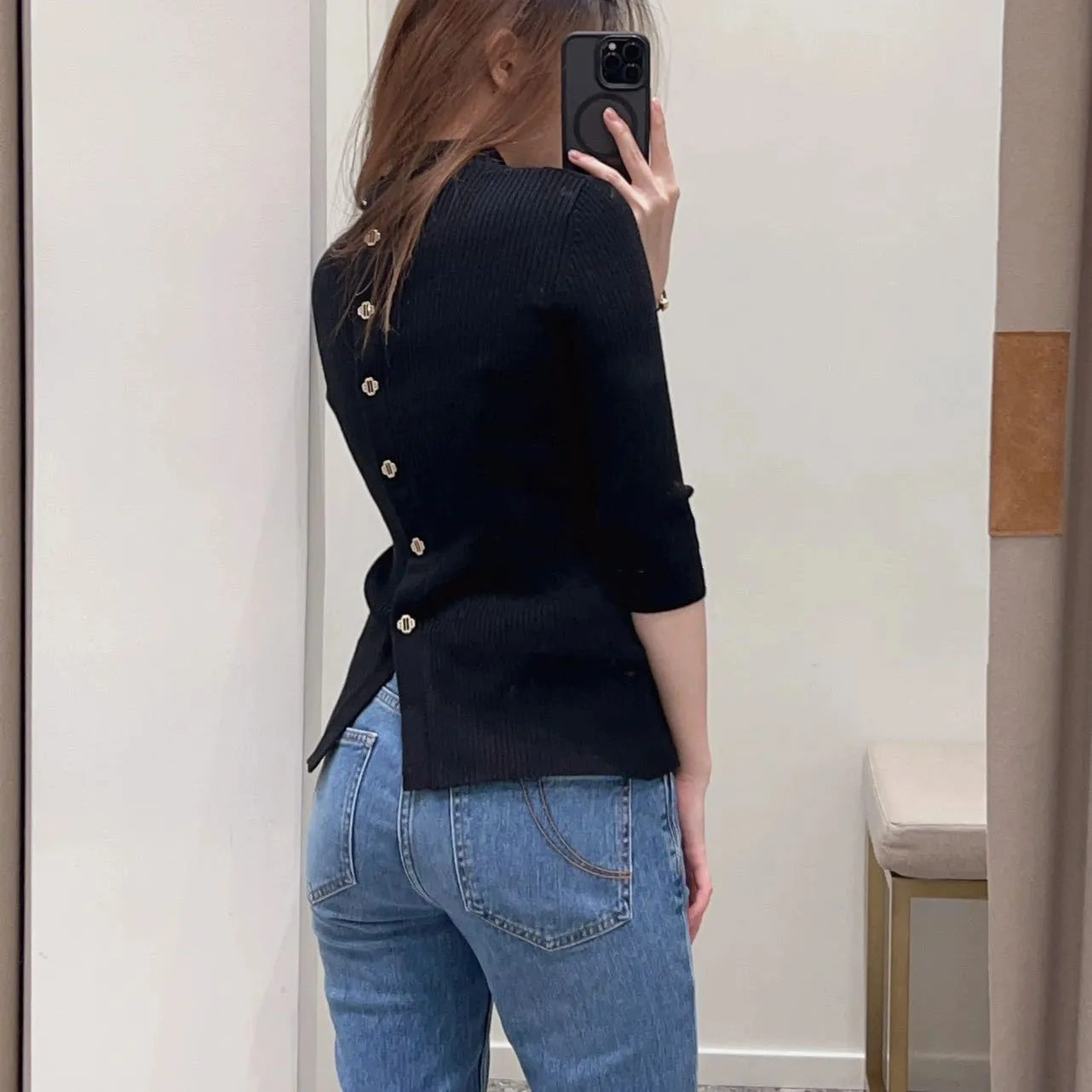 เสื้อถักไหมพรมคุณภาพสูง ทรงเข้ารูป แขนยาว 7 ส่วน สำหรับใส่เป็นชุดชั้นในหรือชุดลำลอง ผ้าริบยืดหยุ่น แฟชั่นทันสมัย เสื้อถักสำหรับผู้หญิง