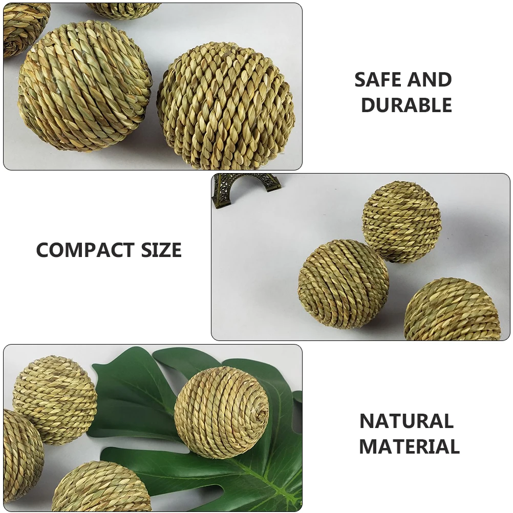 

4 Pcs Straw Woven Balls Straw-woven Pet Supply Outdoor Toy Plaything Hamster Baby
