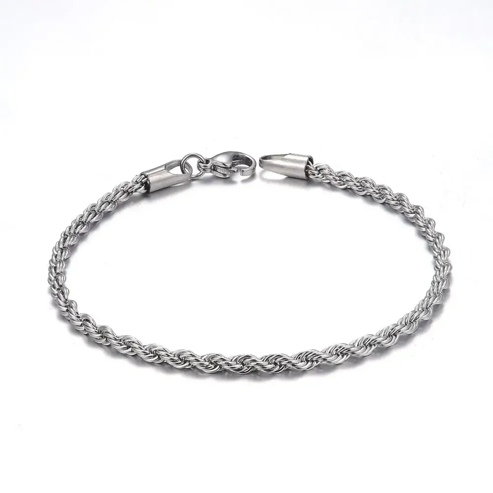 

Cheap wholesale 925 Sterling Silver 4MM twisted rope chain bracelet fashion jewelry Punk for men women party gifts Dropshipping