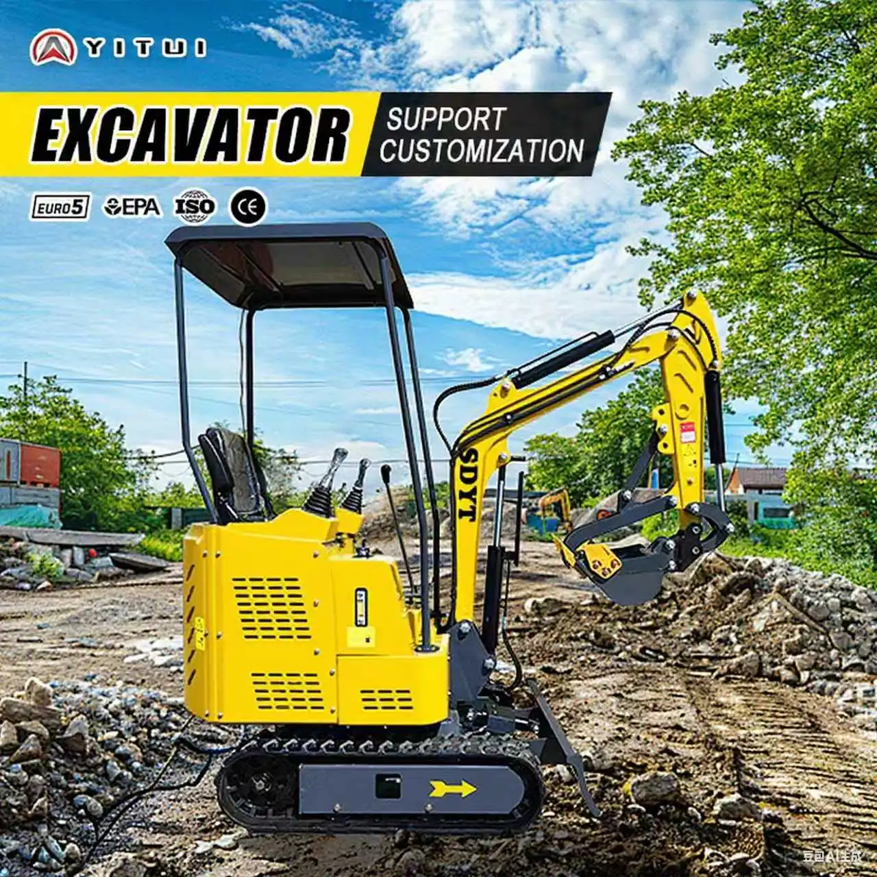 Mini escavatore cinese Mini escavatore cabina escavatore diesel Mini Europa personalizzato motore Kubota Ce Epa Euro 5 in vendita