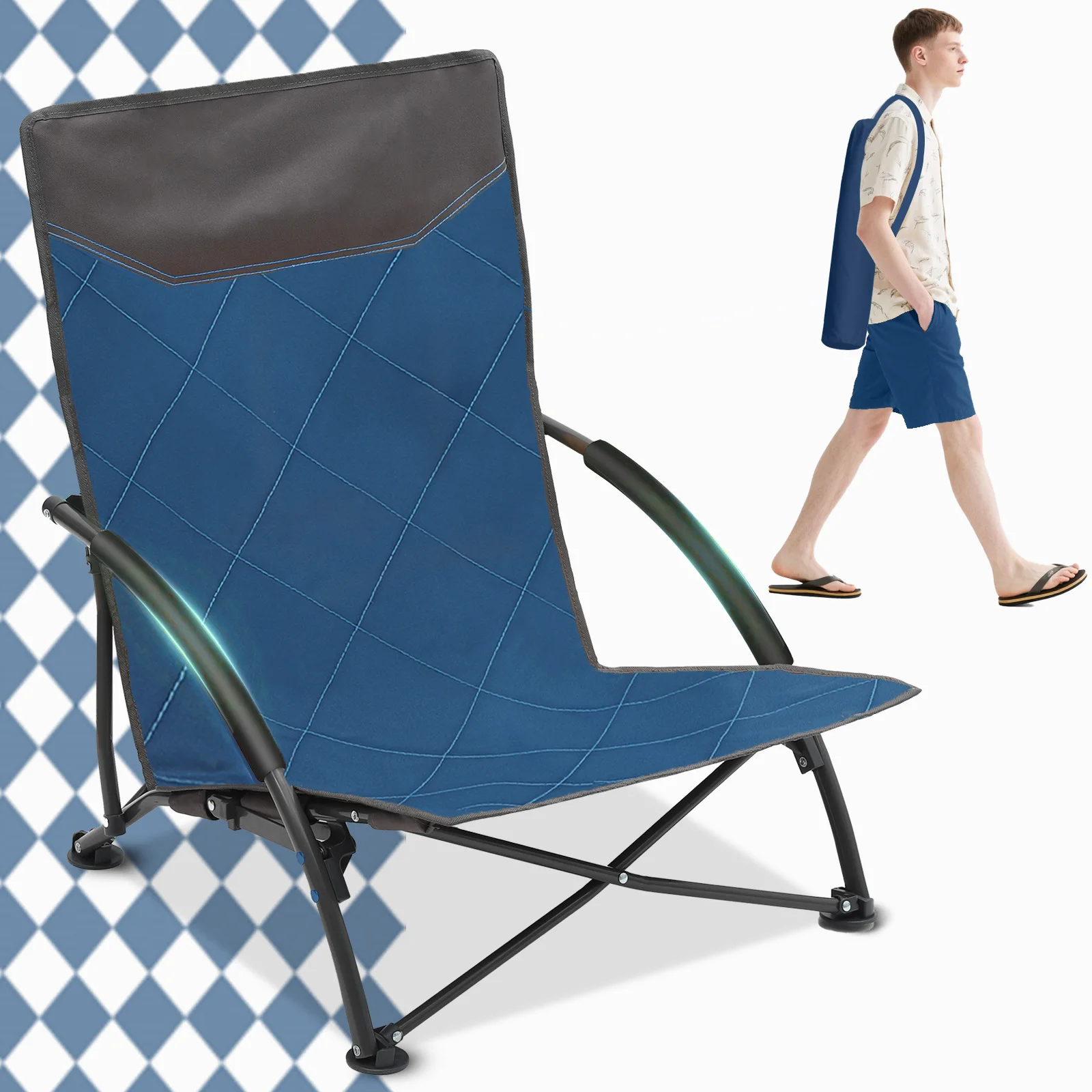 

Sekey Lightweight Low Beach Chair, Portable Folding Chair with Carry Bag, Compact Outdoor Chair for Camping & Picnic