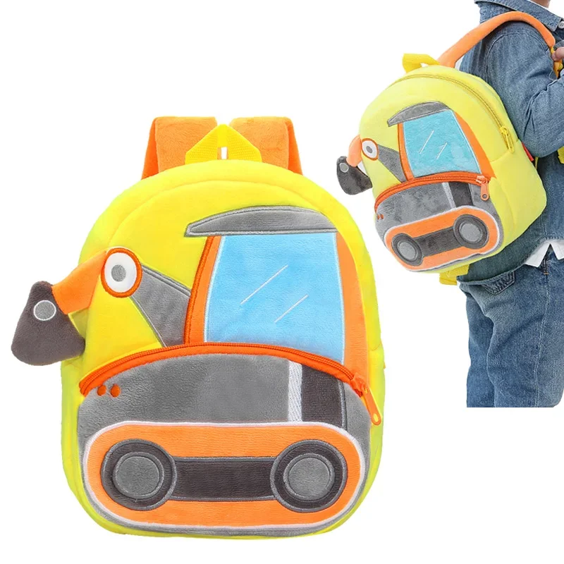 Excavator School Bags for Boys Cute Plush Backpack Kids Kindergarten School Backpacks Small Children's Bag Mochila Escolar Niña