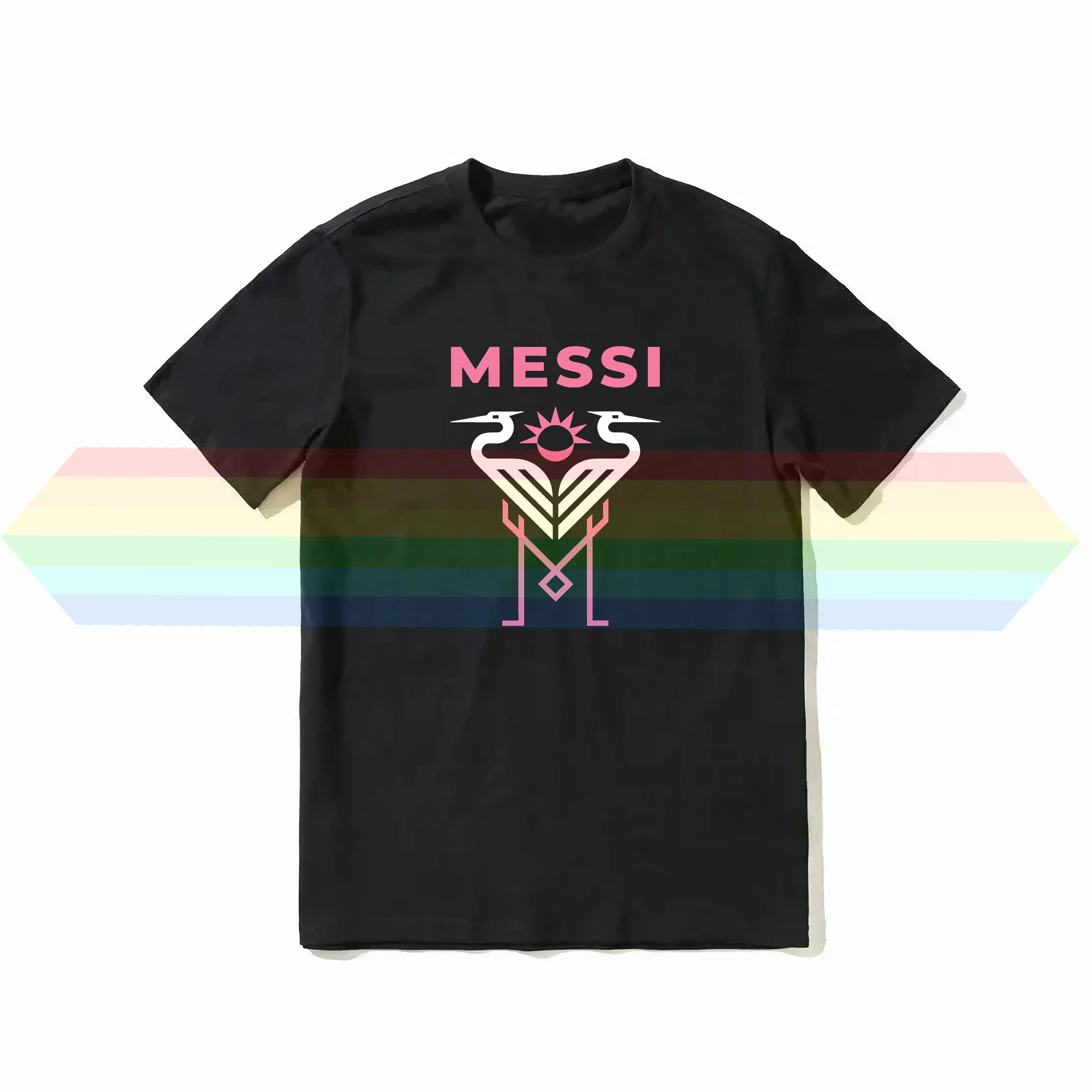 

2024 Summer miami-inter miami goat sports men's cotton T-shirt crane pattern women's comfortable goat Messi casual sports Tee