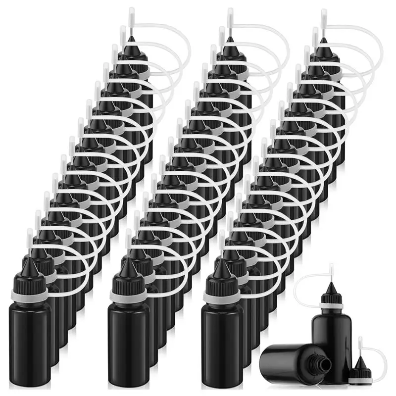 

ABLQ 100 Pcs 10 Ml Plastic Black Needle Tip Glue Squeeze Bottle Precision Needle Tip Applicator Bottle