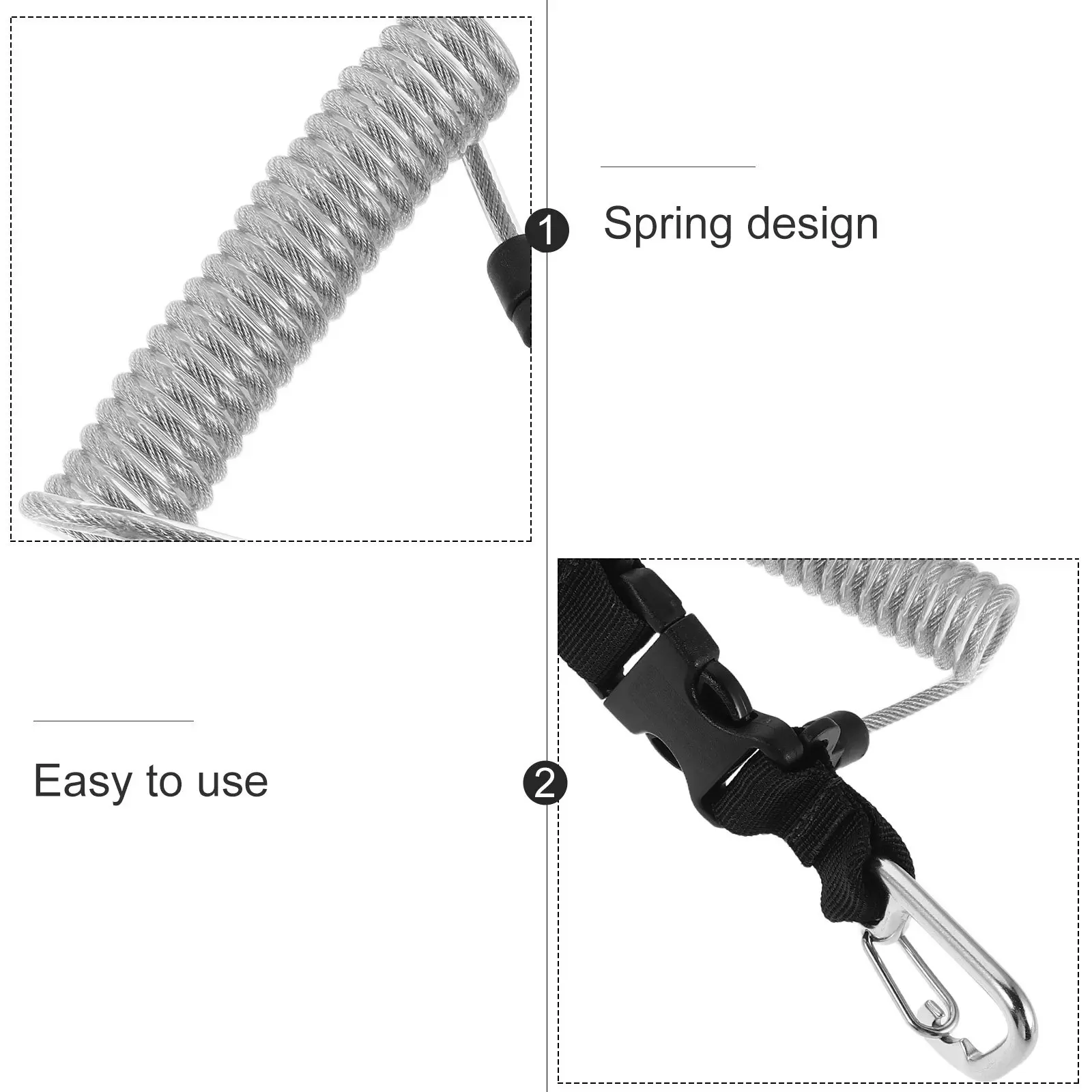 Diving Lanyard with Clip Retractable Spring Coiled Safety Tether Stainless Steel Quick Release for Underwater Camera Scuba