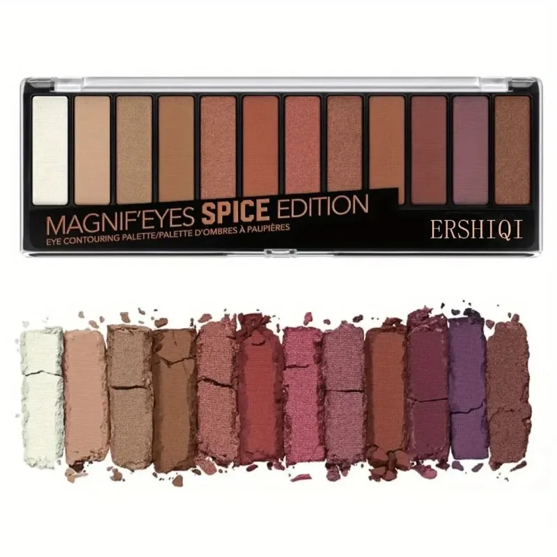 12-Color Pearlescent and Matte Eye Shadow Palette with Long-lasting and Luminous Formula Makeup Palette Beauty Glazed Eyeshadow