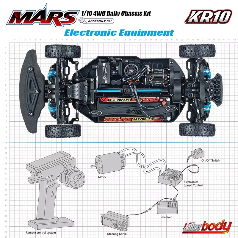 Killerbody MARS 1/10 KR10 4WD Kit de Chassi de Rally Universal com