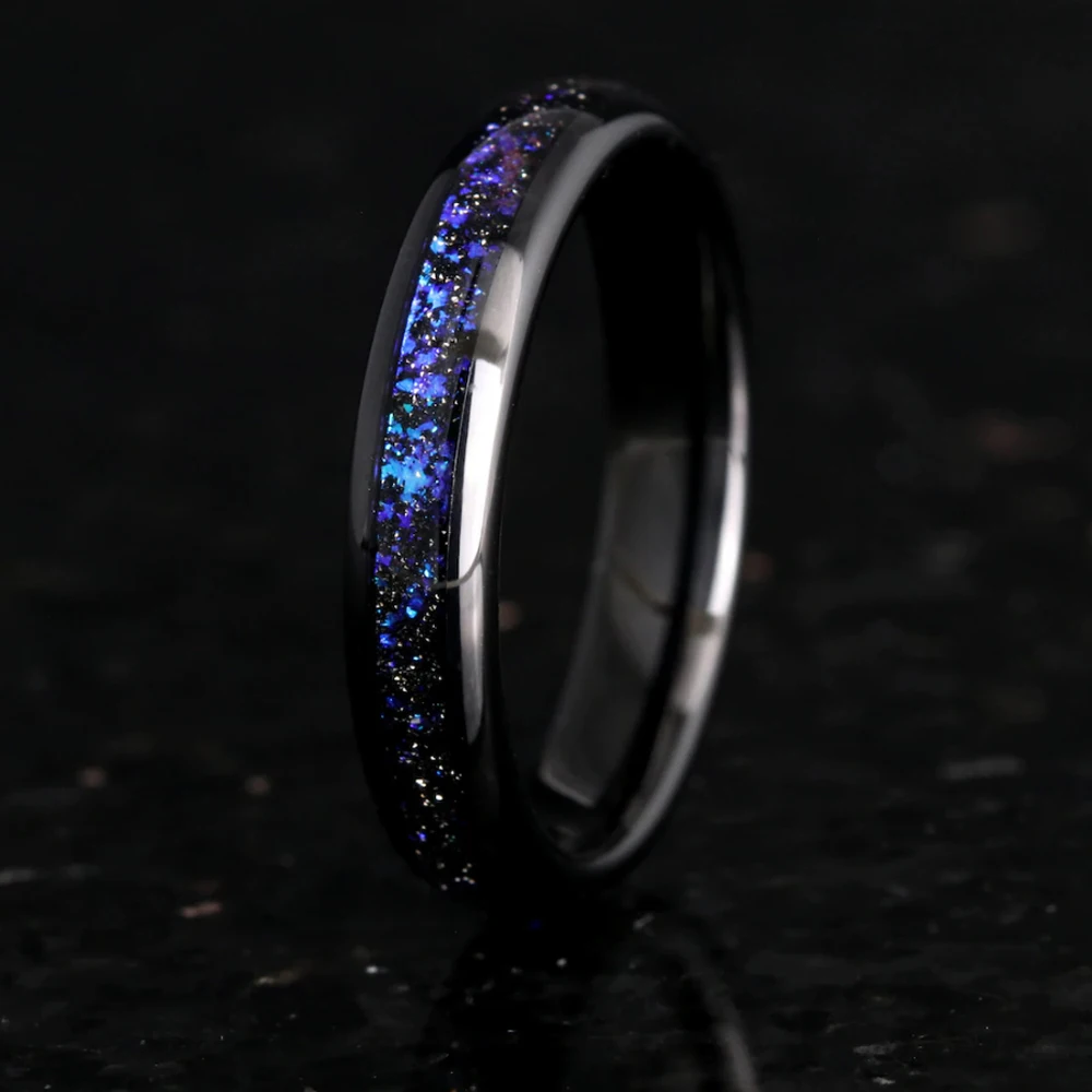 1pc 4mm Starry Sky Series Black Galaxy Ring Men's Elegant Stylish Accessories, Classic Souvenir, Ideal Gift For Valentine's Day,