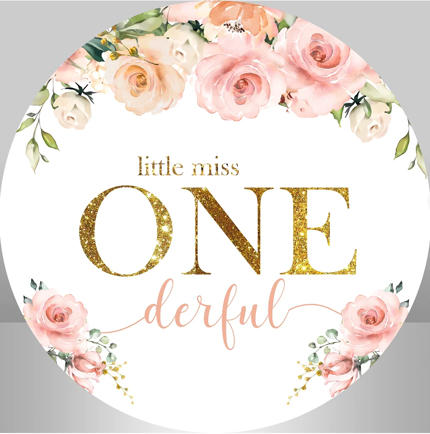 Sensfun عيد ميلاد سعيد الزهور الوردية خلفية مستديرة دائرة صورة خلفية ديكور الحفلات غطاء اسطوانة الطاولة