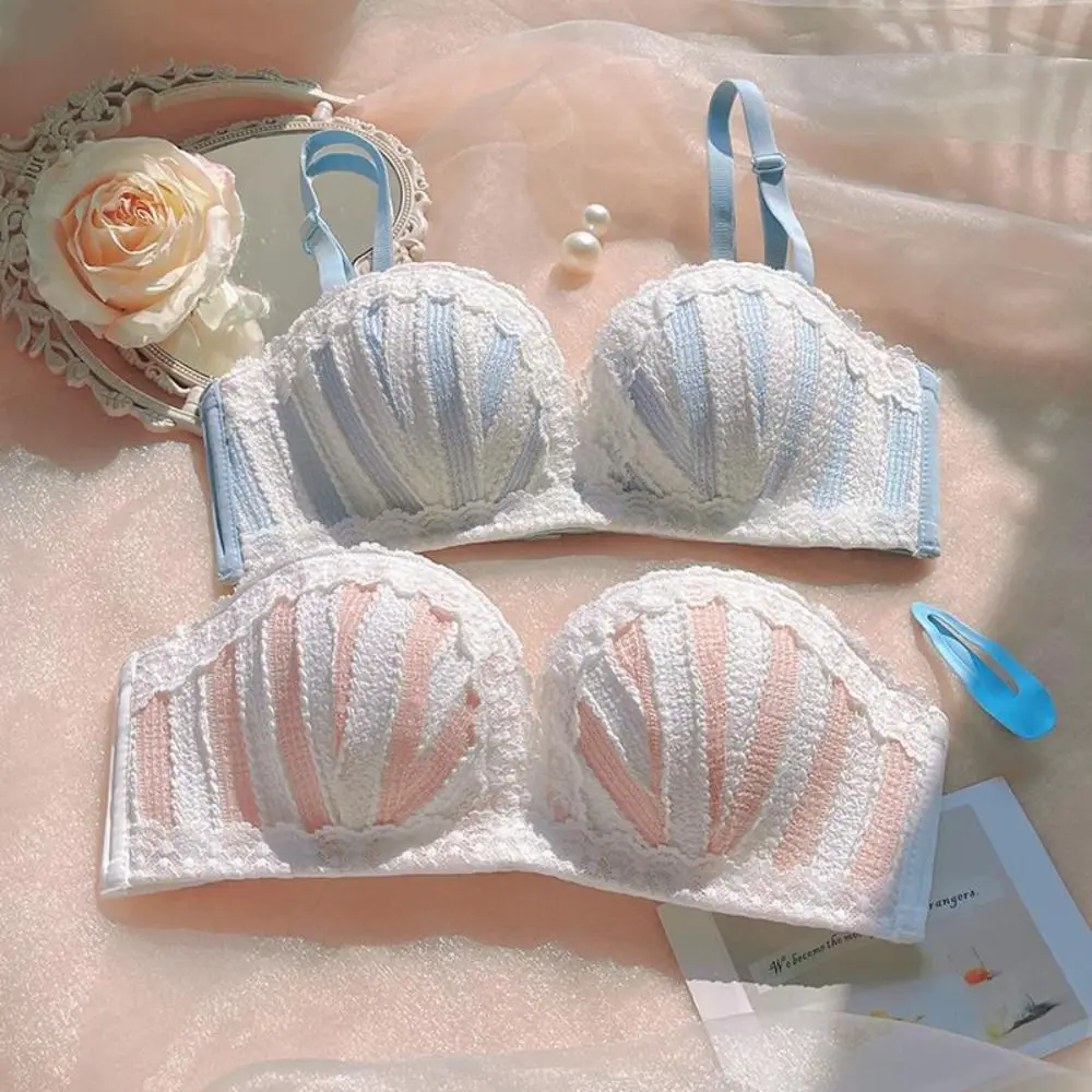 

Fashion Thick Pads Lace Deep V Bra Shockproof Lingerie Sweet Girls Bra Intimates Anti-sagging Push Up Bras Daily