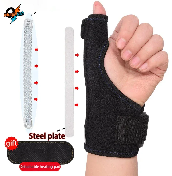 

MuqiNush 1PC Finger Clamp GlovesThumb Strap Fingers Steel Plate Supported Tendon Sheath Protective thumb Wrist Guard Support