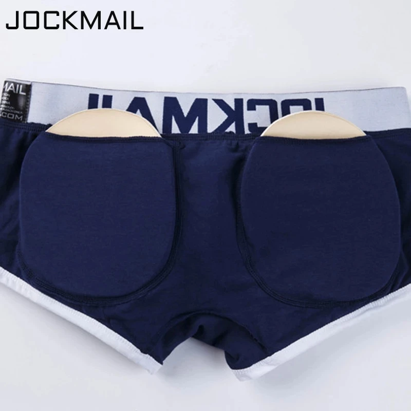 JOCKMAIL Bulge Enhancing Padded Men Underwear Boxers Magic Buttocks Include Penis Push Up Cup + Hip Buttocks Removable Sponge