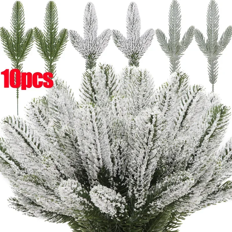 인조 소나무 가지 가짜 식물 눈송이 소나무 잎, 크리스마스 화환, 파티 테이블 장식, DIY 새해 선물 상자, 꽃다발 장식
