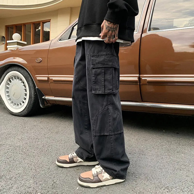 Chaopai-pantalones Cargo de estilo Hip hop para hombre, pantalón informal con múltiples bolsillos, tendencia juvenil, combina con todo, moda de otoño, 2023