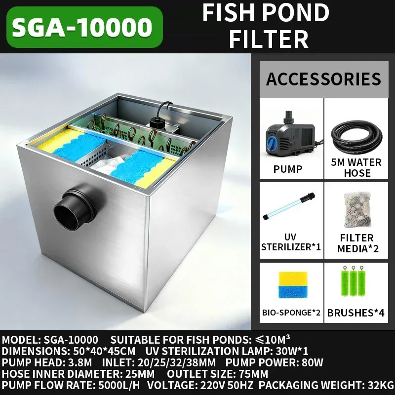 NF Stainless Steel Fish Pond Filtration and Water Circulation System, Large-Scale Water Purification System(Customized)